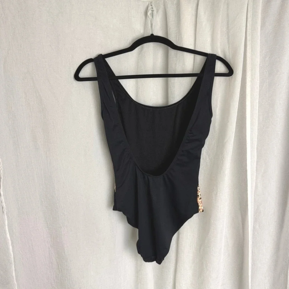 Onia Kelly One Piece Bathing Suit Women M Black Giraffe Safari Print Swimsuit